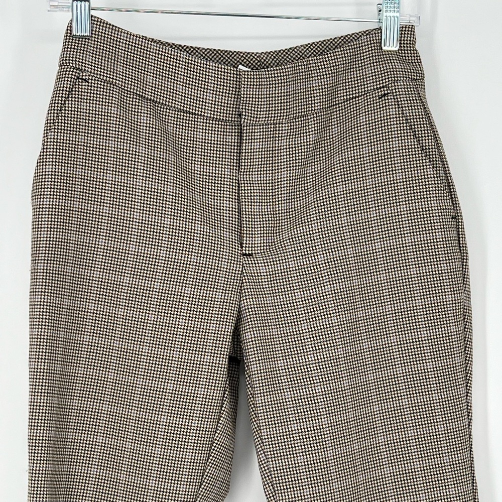 Zara Basic Houndstooth Tan Ankle Pants Flat Front… - image 2